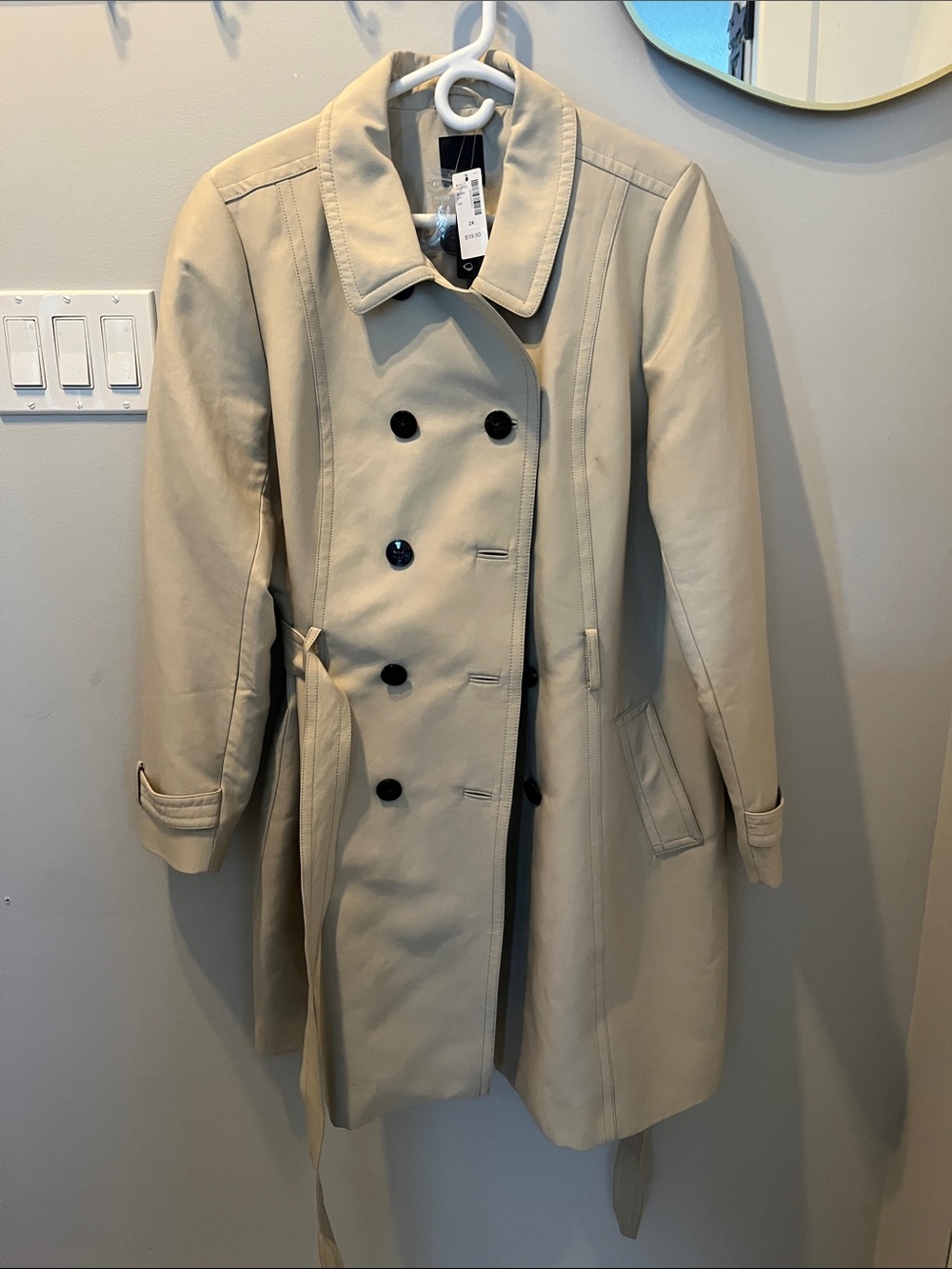 Classic Beige Double-Breasted Trench Coat - Women's
